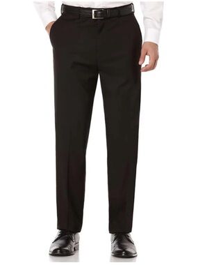Kenneth Morton 100% Pure Wool Plain Front Pants Black Men's 36 Short New w/ Tag